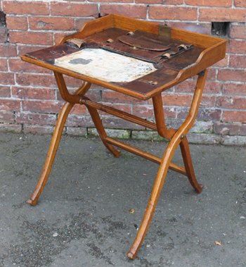 EDWARDIAN OAK FOLDING CAMPAIGN DESK