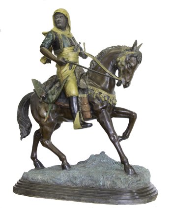 Lot 239 - A large bronze Bedouin Prince on horseback