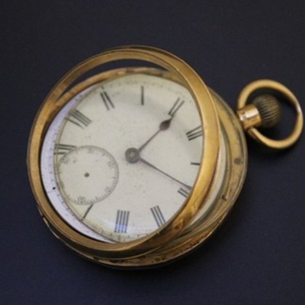 Antique pocket watch with Roman numerals.